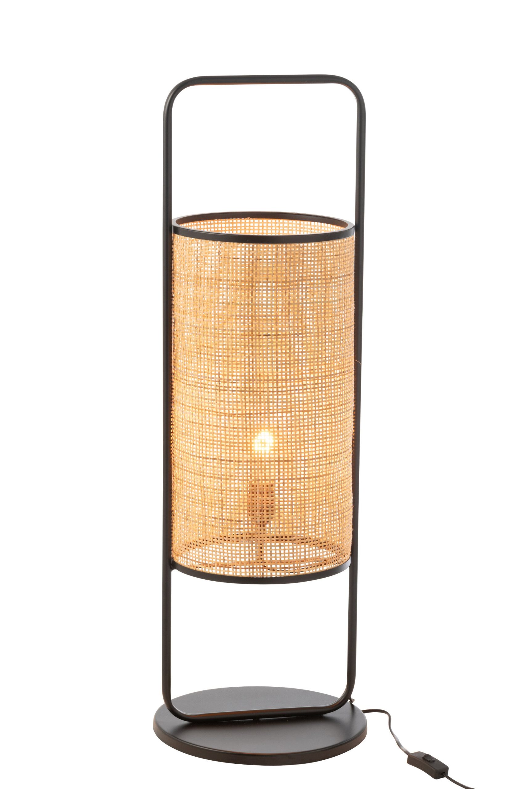 J-Line tafellamp Elton - metaal/jute - zwart/naturel - large