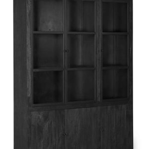 Giga Meubel Vitrinekast Rense – Mangohout/Metaal/Glas – Zwart – 160×40 Giga Meubel Vitrinekast Rense – Mangohout/Metaal/Glas – Zwart – 160×40