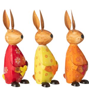 J-Line figuur Konijn Met Hart – ijzer – mix – large – 3 stuks