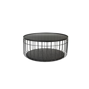 Housecraft Living Lance Salontafel Rond Glas/ Metaal 80×80 cm Zwart