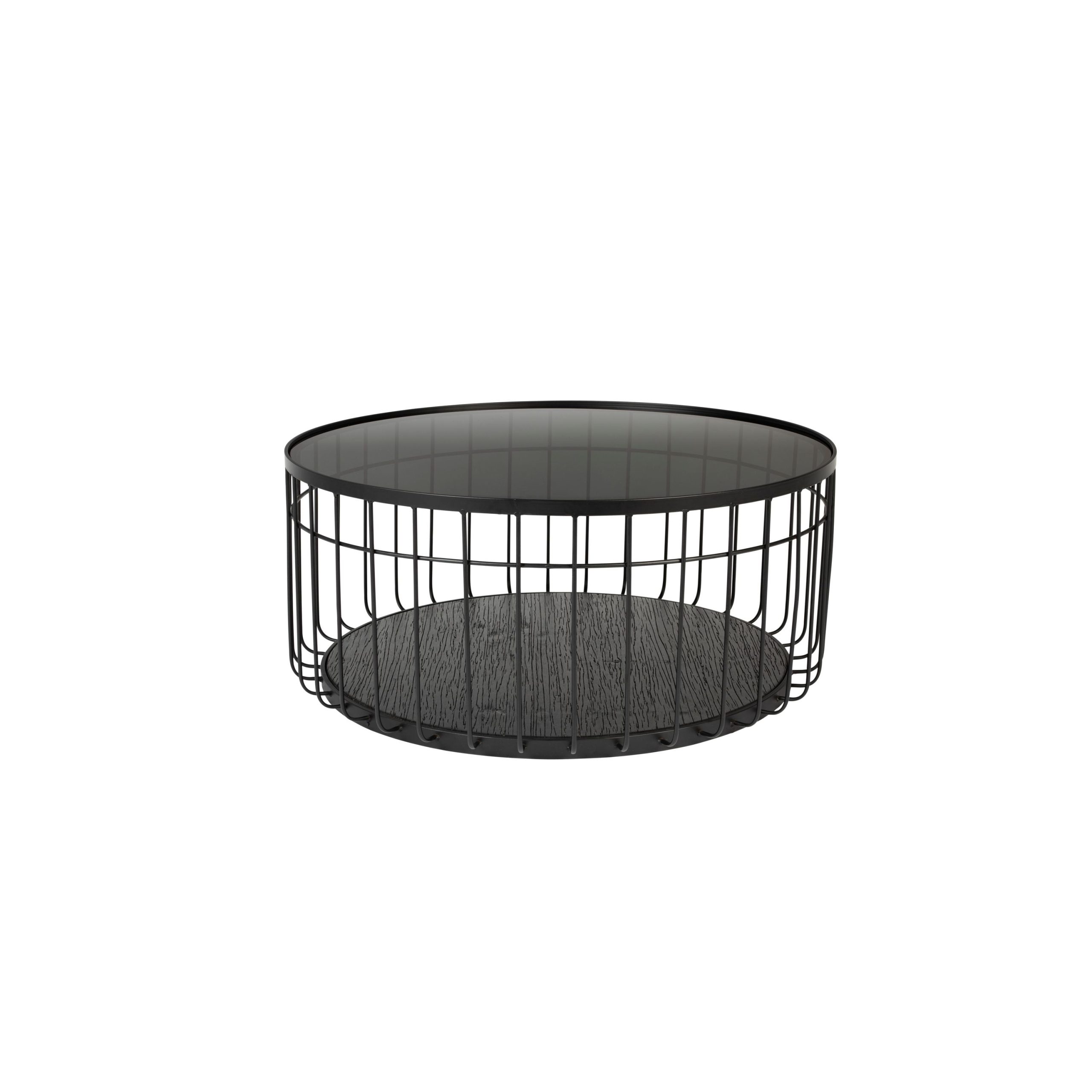 Housecraft Living Lance Salontafel Rond Glas/ Metaal 80x80 cm Zwart