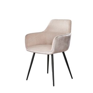 Giga Meubel Eetkamerstoel Rib – Wit Ribstof – Set van 2 Giga Meubel Eetkamerstoel Rib – Wit Ribstof – Set van 2