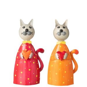 J-Line figuur Kat Met Hart – ijzer – mix – 2 stuks J-Line figuur Kat Met Hart – ijzer – mix – 2 stuks