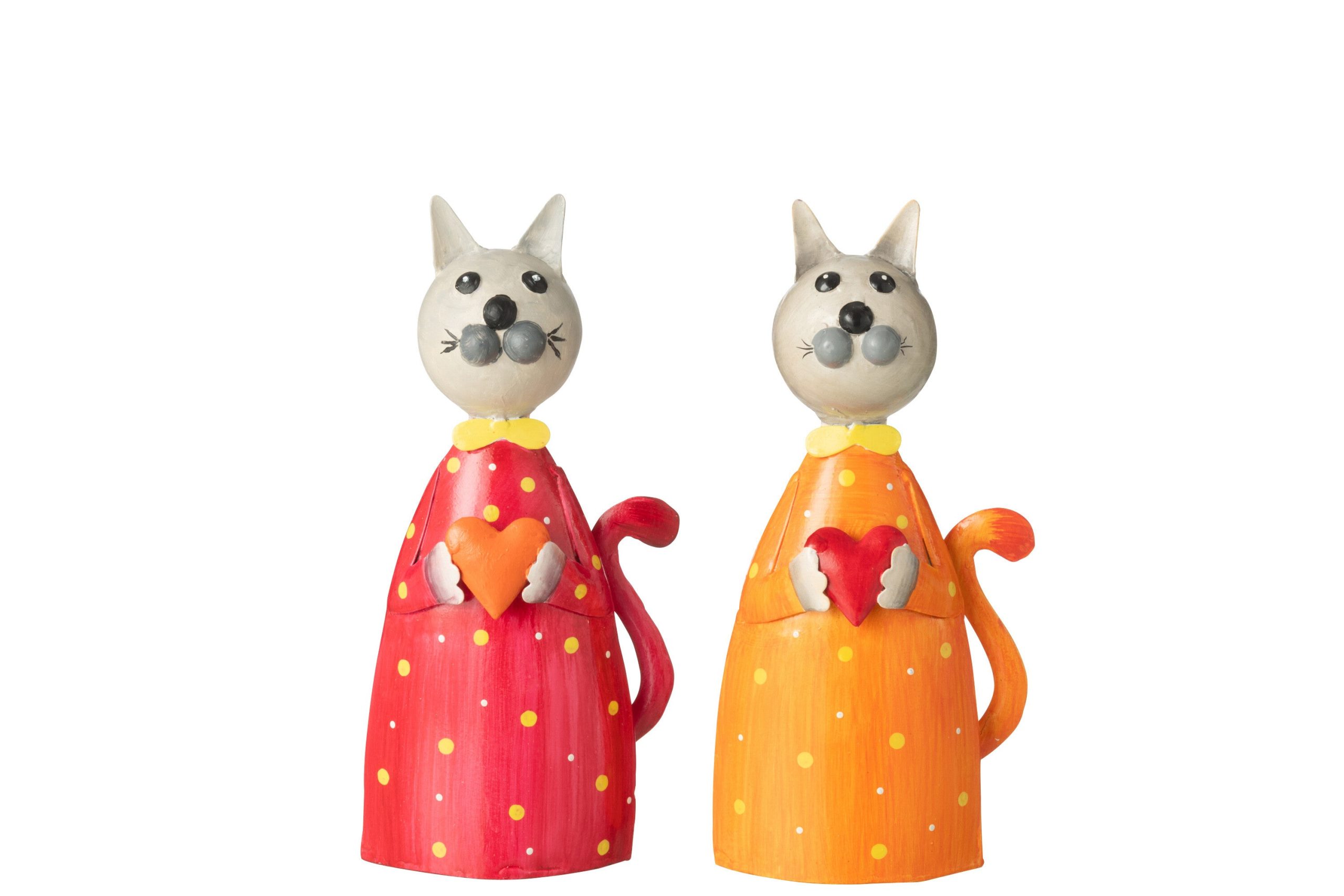 J-Line figuur Kat Met Hart - ijzer - mix - 2 stuks