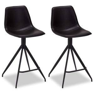 Furnhouse barkruk Isabel – Zwart – Kunstleer – Set van 2