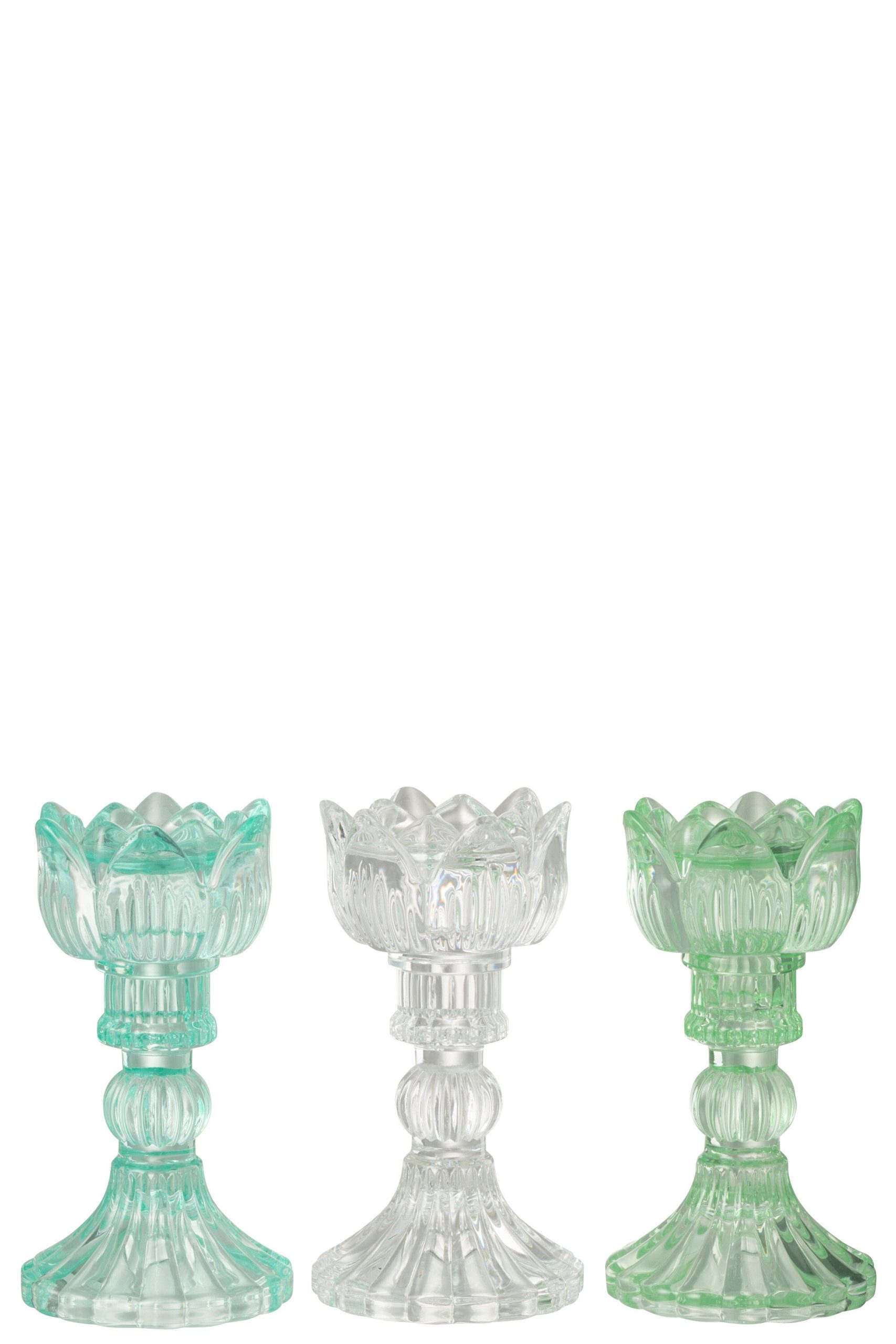 J-Line kandelaar Roos Koud - glas - mix - 3 stuks