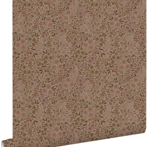 ESTAhome behang bloemetjes donker terracotta roze – 53 cm x 10.05 m –