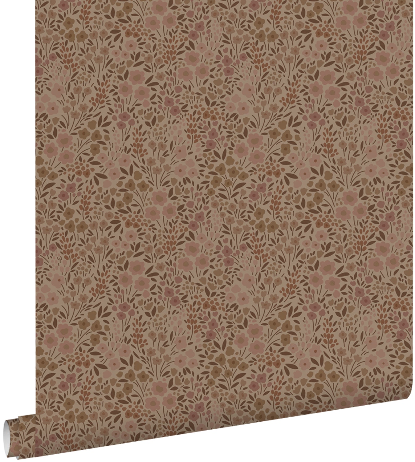 ESTAhome behang bloemetjes donker terracotta roze - 53 cm x 10.05 m -