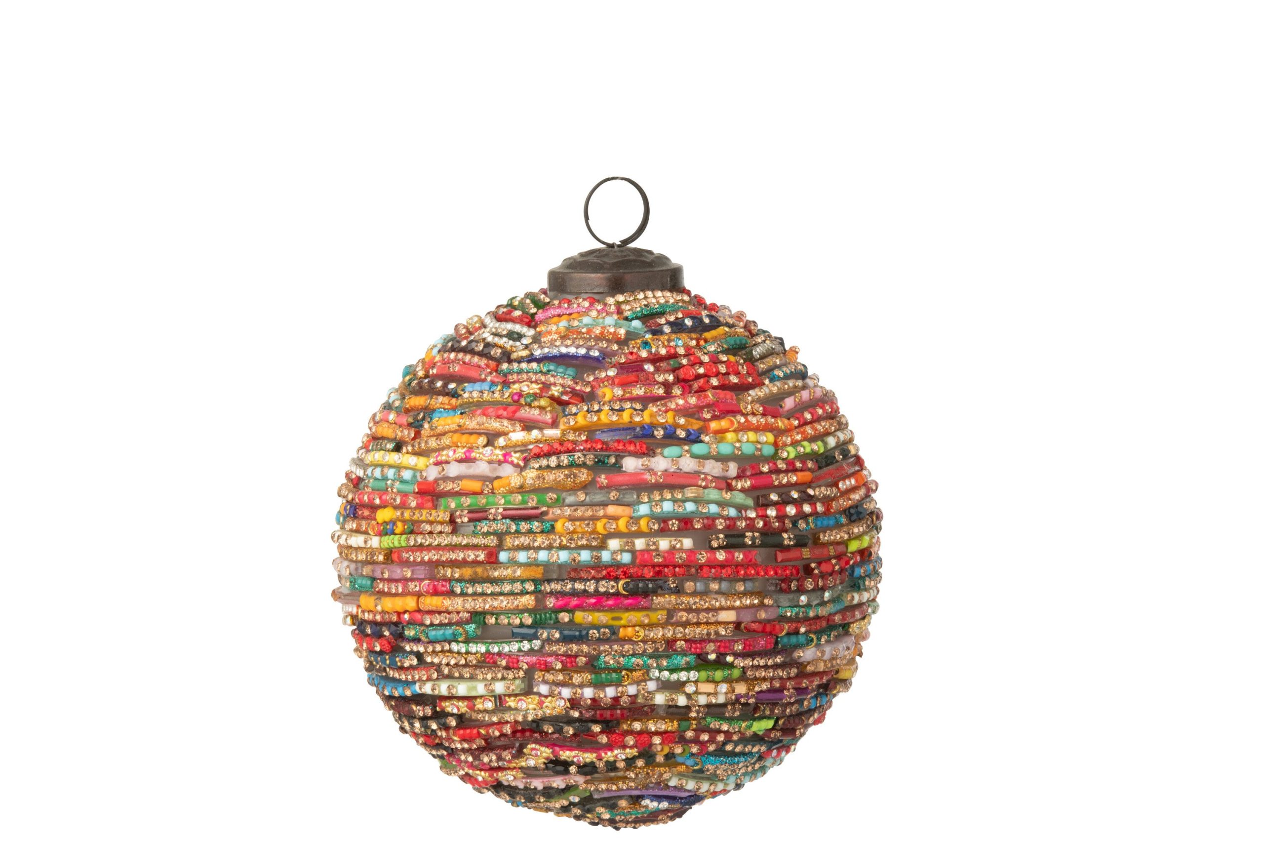 J-Line kerstbal Kralen - glas - rood/goud - medium