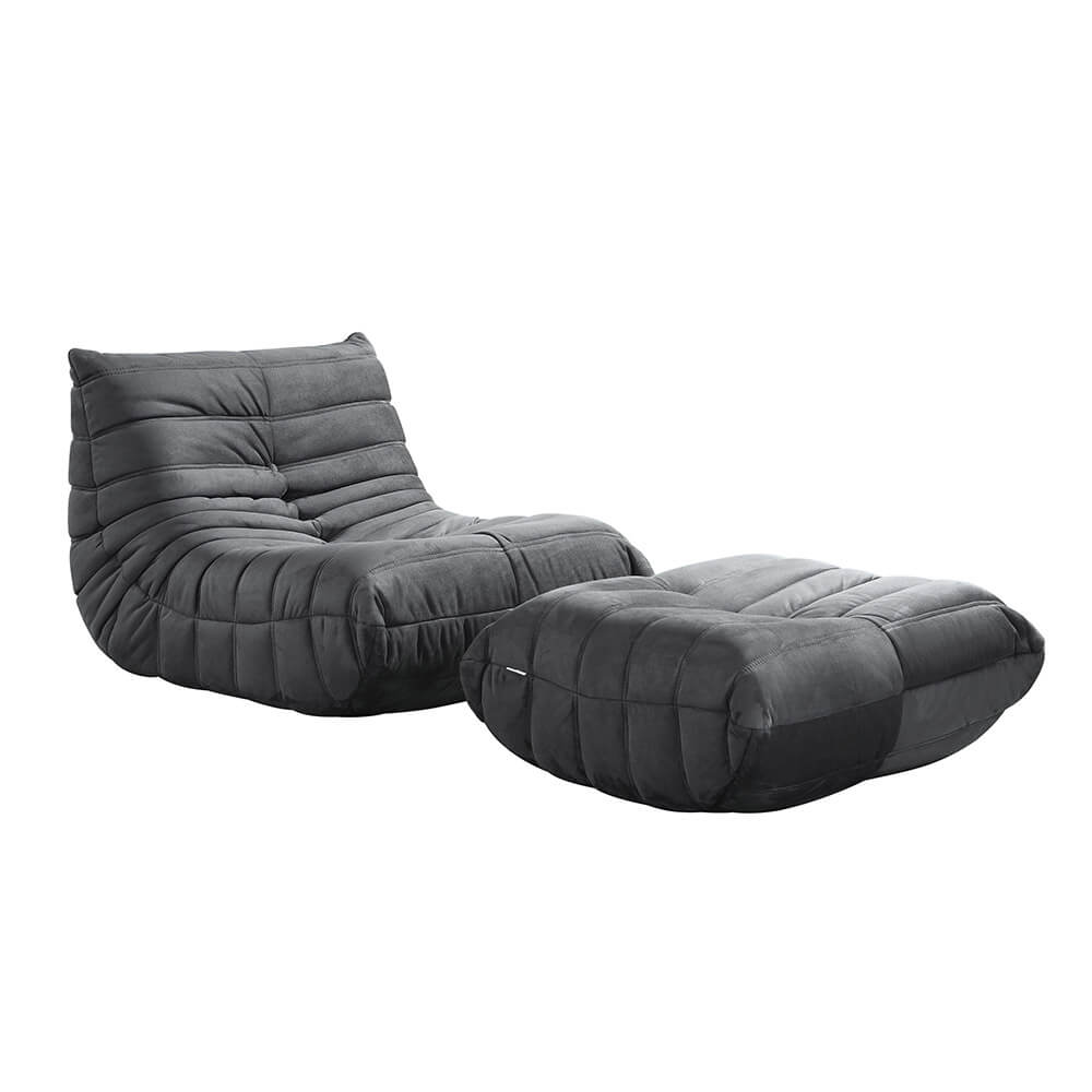 HOME DELUXE Relaxfauteuil met voetenbank CHILL - antraciet 102 x 87 x