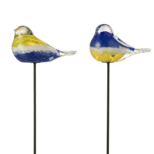 J-Line figuur Vogel Op Voet – glas/metaal – blauw/geel – large – 2 stu J-Line figuur Vogel Op Voet – glas/metaal – blauw/geel – large – 2 stu