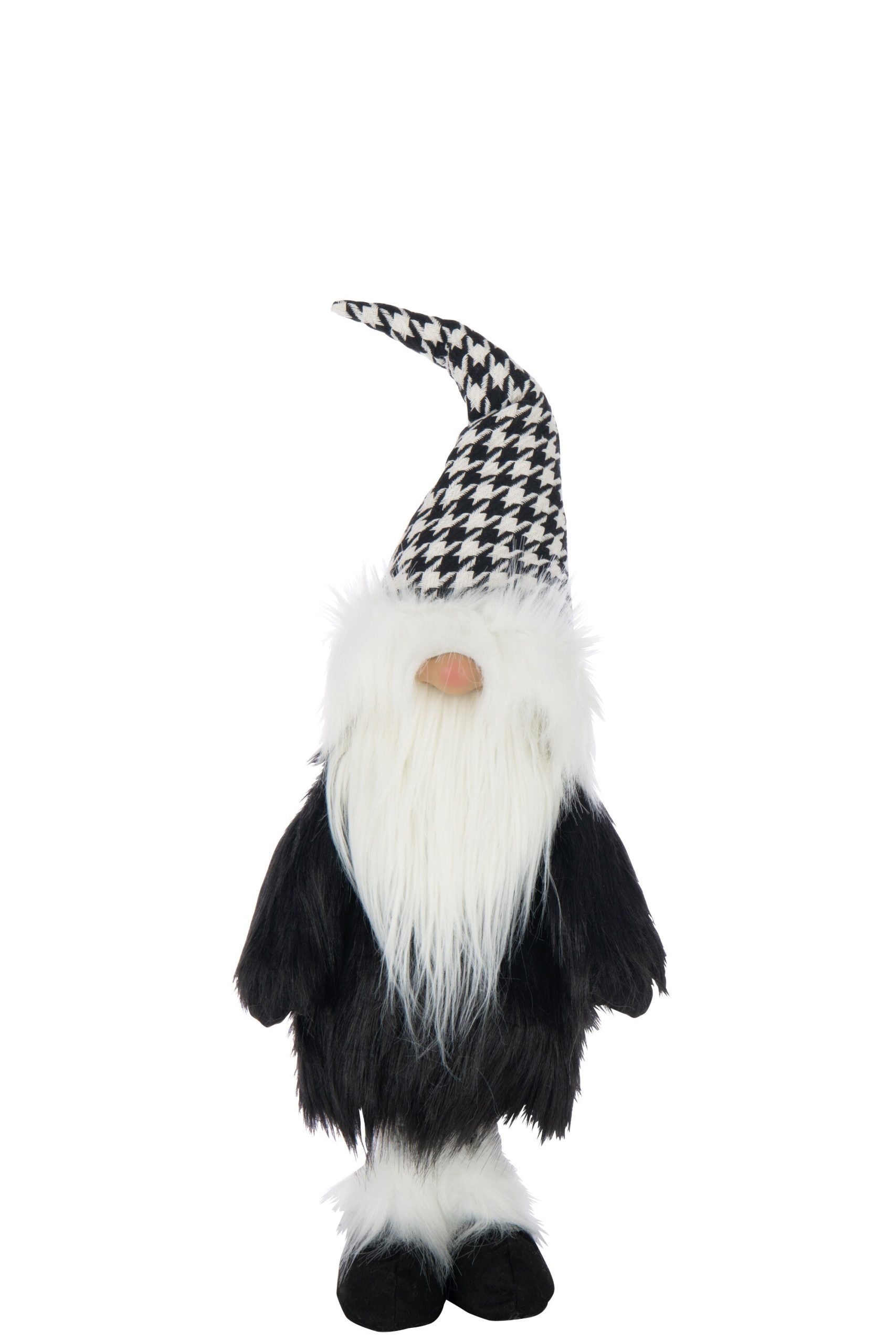 J-Line figuur Kerstman Pied-De-Poule - polyresin - wit/zwart
