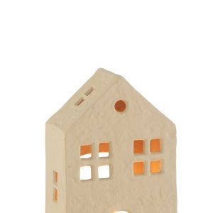 J-Line theelichthouder Huis Agra – aluminium – wit