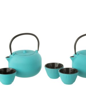 J-Line theepot – metaal – lichtblauw – 2 stuks
