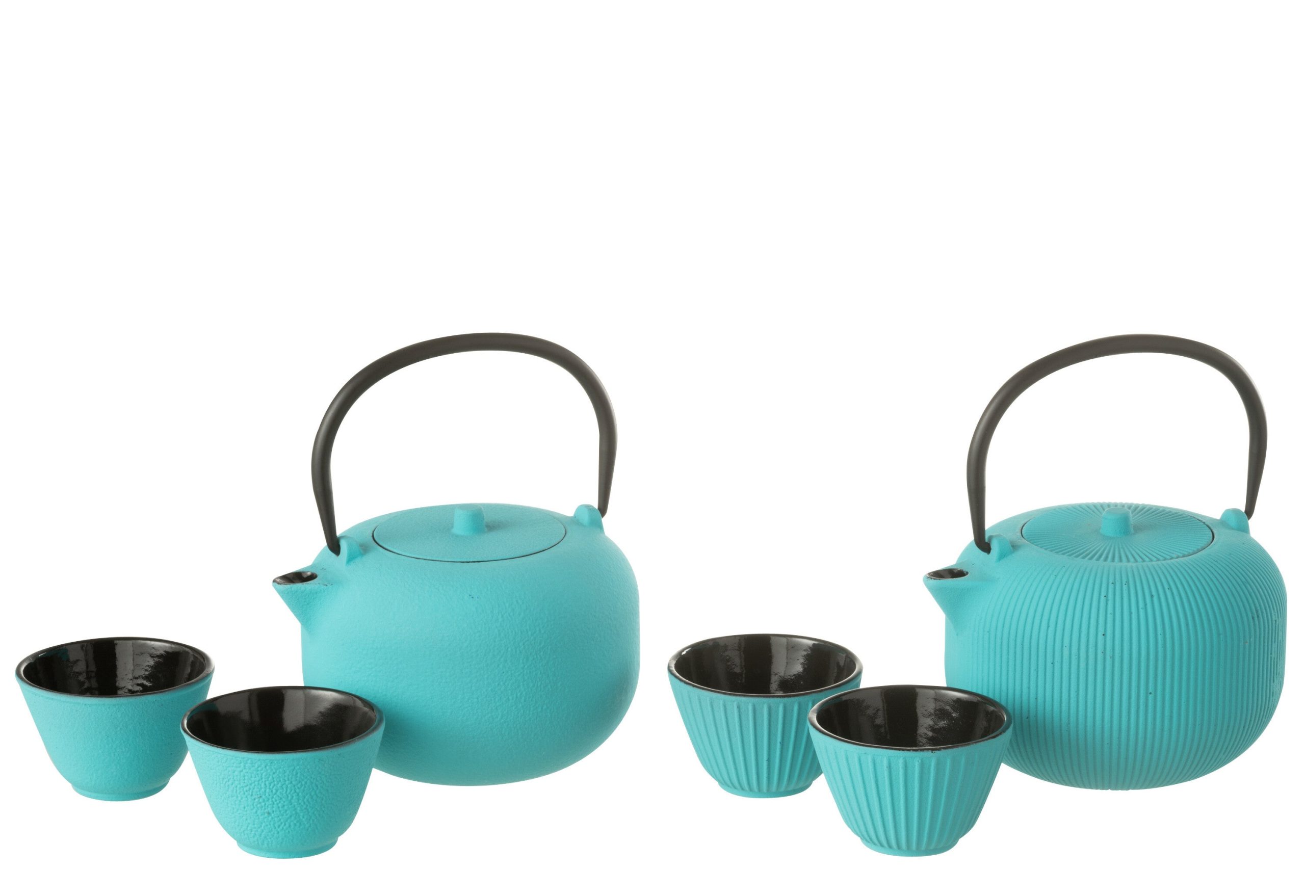 J-Line theepot - metaal - lichtblauw - 2 stuks