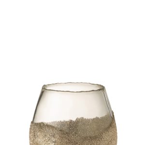 J-Line kaarshouder Helft Parels Rond – glas – goud – medium