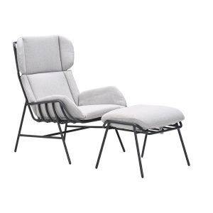 Garden Impressions loungestoel Fresno donker grijs incl. voetenbank