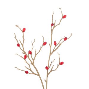 J-Line decoratie Tak Stenen – kunststof – rood/goud – 24 stuks