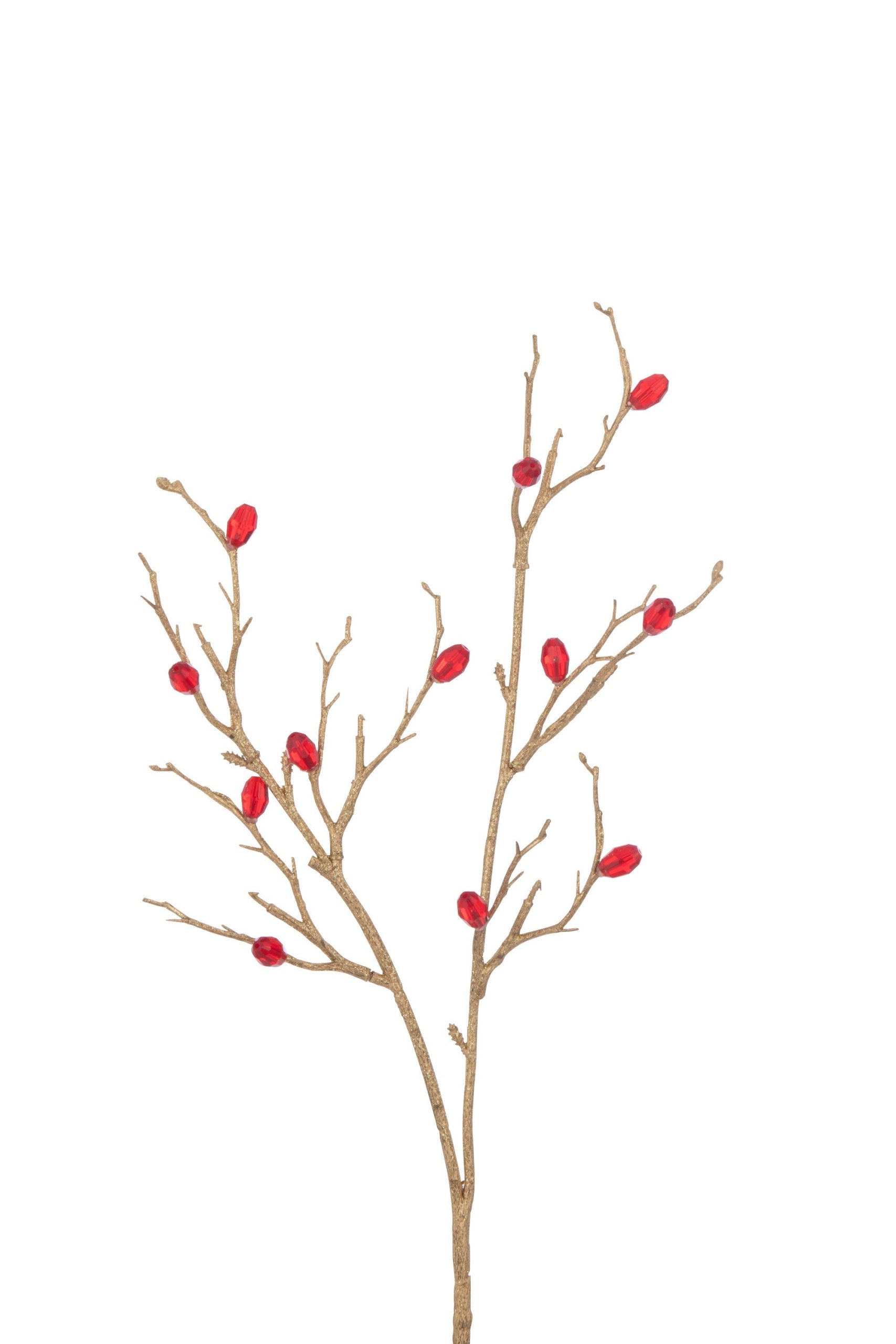 J-Line decoratie Tak Stenen - kunststof - rood/goud - 24 stuks