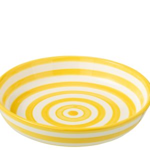 J-Line schaal Granada Stripes Low – keramiek – wit/geel – large – Ø 25 J-Line schaal Granada Stripes Low – keramiek – wit/geel – large – Ø 25