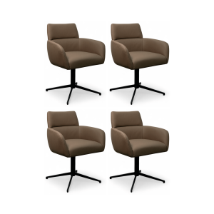 Furnhouse eetkamerstoelen armleuning Marco – Taupe – Leer – Set van 4 Furnhouse eetkamerstoelen armleuning Marco – Taupe – Leer – Set van 4