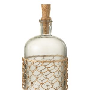 J-Line decoratie fles + kurk Breiwerk – glas/hout/riet – transparant J-Line decoratie fles + kurk Breiwerk – glas/hout/riet – transparant