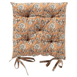 JULITA – stoelkussen 40×40 cm – bloemenmotief – met striklinten – Dust JULITA – stoelkussen 40×40 cm – bloemenmotief – met striklinten – Dust