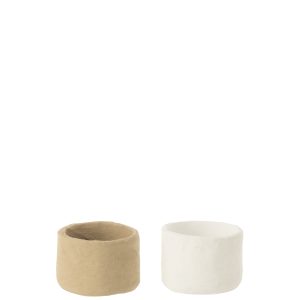 J-Line bloempot Mini – papier mache – naturel/wit – 2 stuks – Ø 4 cm J-Line bloempot Mini – papier mache – naturel/wit – 2 stuks – Ø 4 cm