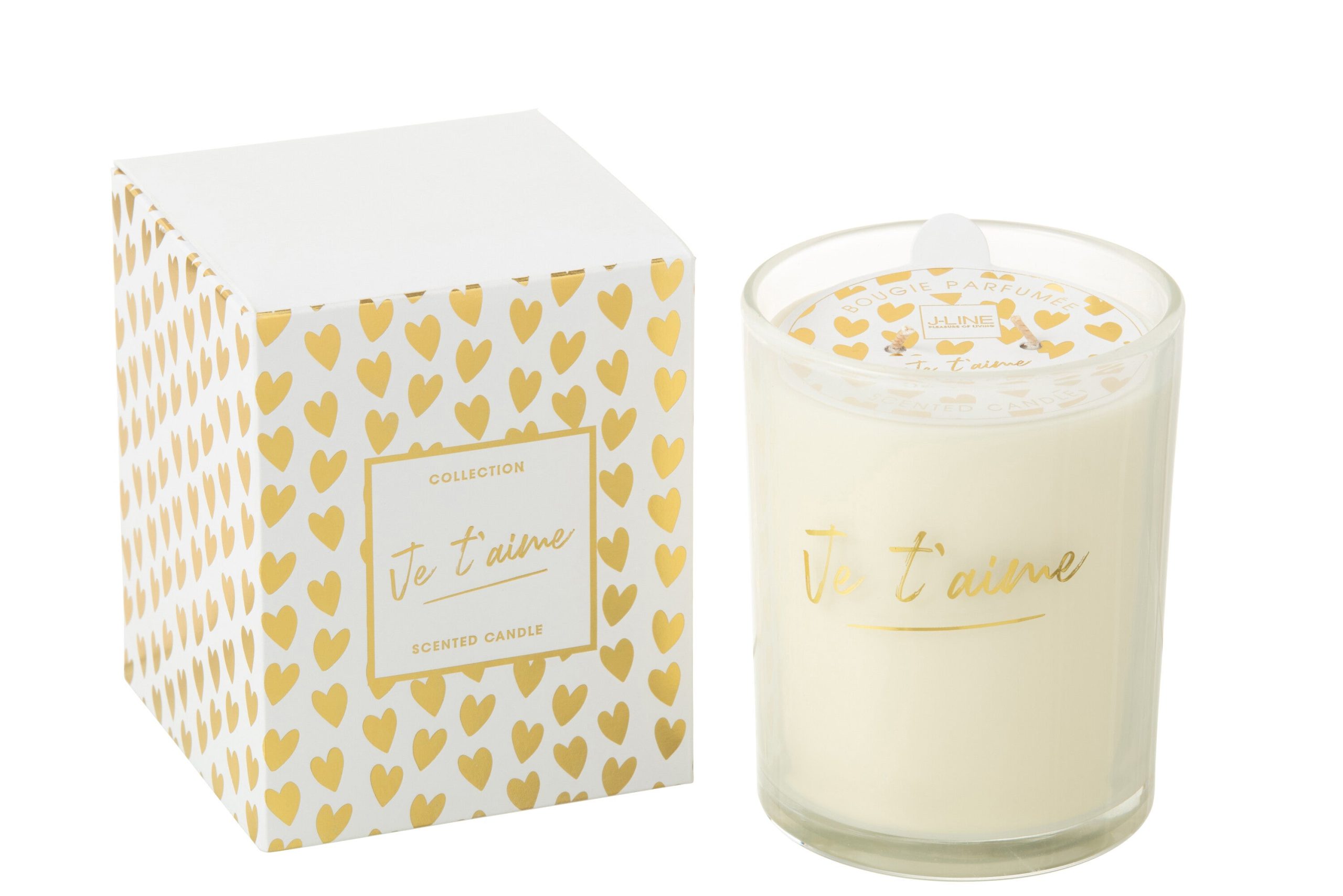 J-Line geurkaars Je T'aime - Ginger & Ylang - glas - goud - large - 70