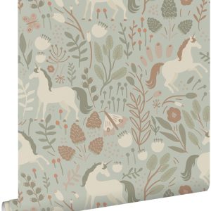 ESTAhome behang unicorns licht vergrijsd groen – 53 cm x 10.05 m – 139 ESTAhome behang unicorns licht vergrijsd groen – 53 cm x 10.05 m – 139