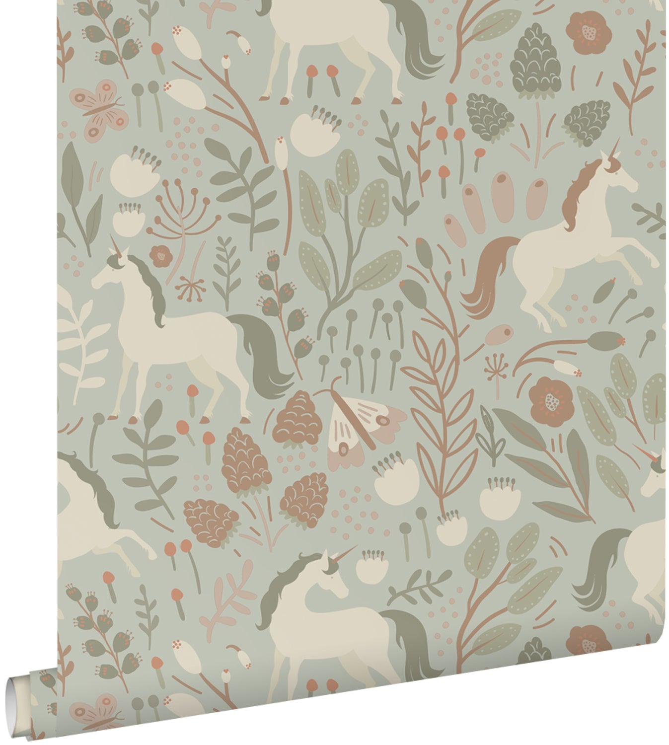 ESTAhome behang unicorns licht vergrijsd groen - 53 cm x 10.05 m - 139