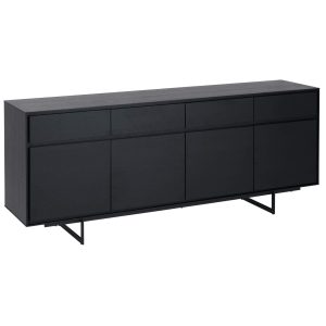 Furnhouse 4-deurs dressoir Tokyo – Zwart – MDF, zwart eikenfineer – 45 Furnhouse 4-deurs dressoir Tokyo – Zwart – MDF, zwart eikenfineer – 45