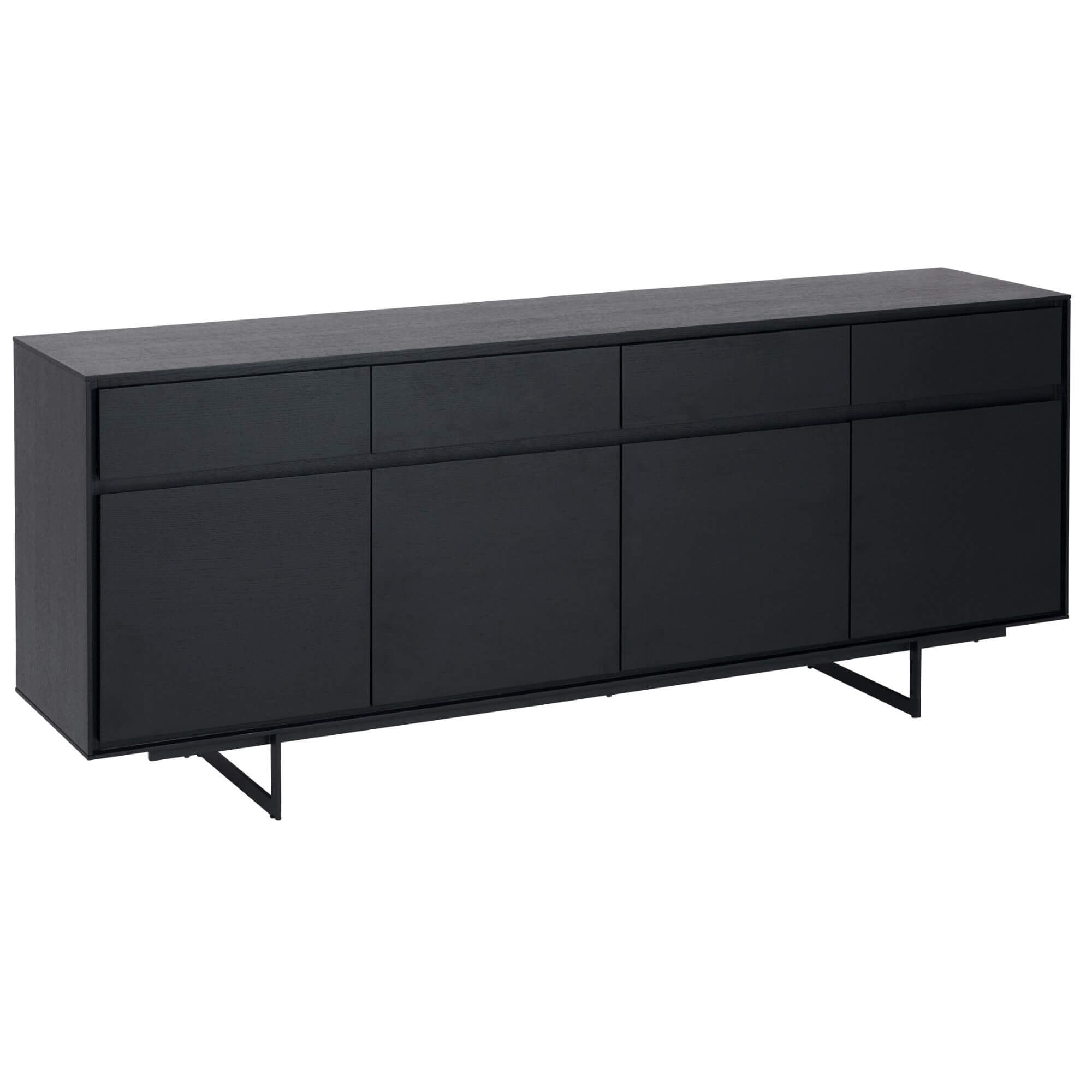 Furnhouse 4-deurs dressoir Tokyo - Zwart - MDF, zwart eikenfineer - 45