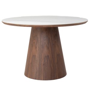 Giga Meubel Eettafel Alba – Wit Keramiek/Walnoot – Ø115x77cm Giga Meubel Eettafel Alba – Wit Keramiek/Walnoot – Ø115x77cm
