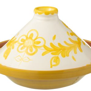 J-Line tajine Granada – keramiek – wit/geel