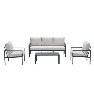 Garden Impressionsloungeset Durban 4-delig – donker grijs – desert san