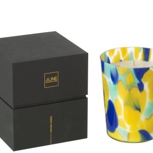J-Line geurkaars Noa – White Tea – glas – rood/geel – medium – 68U J-Line geurkaars Noa – White Tea – glas – rood/geel – medium – 68U