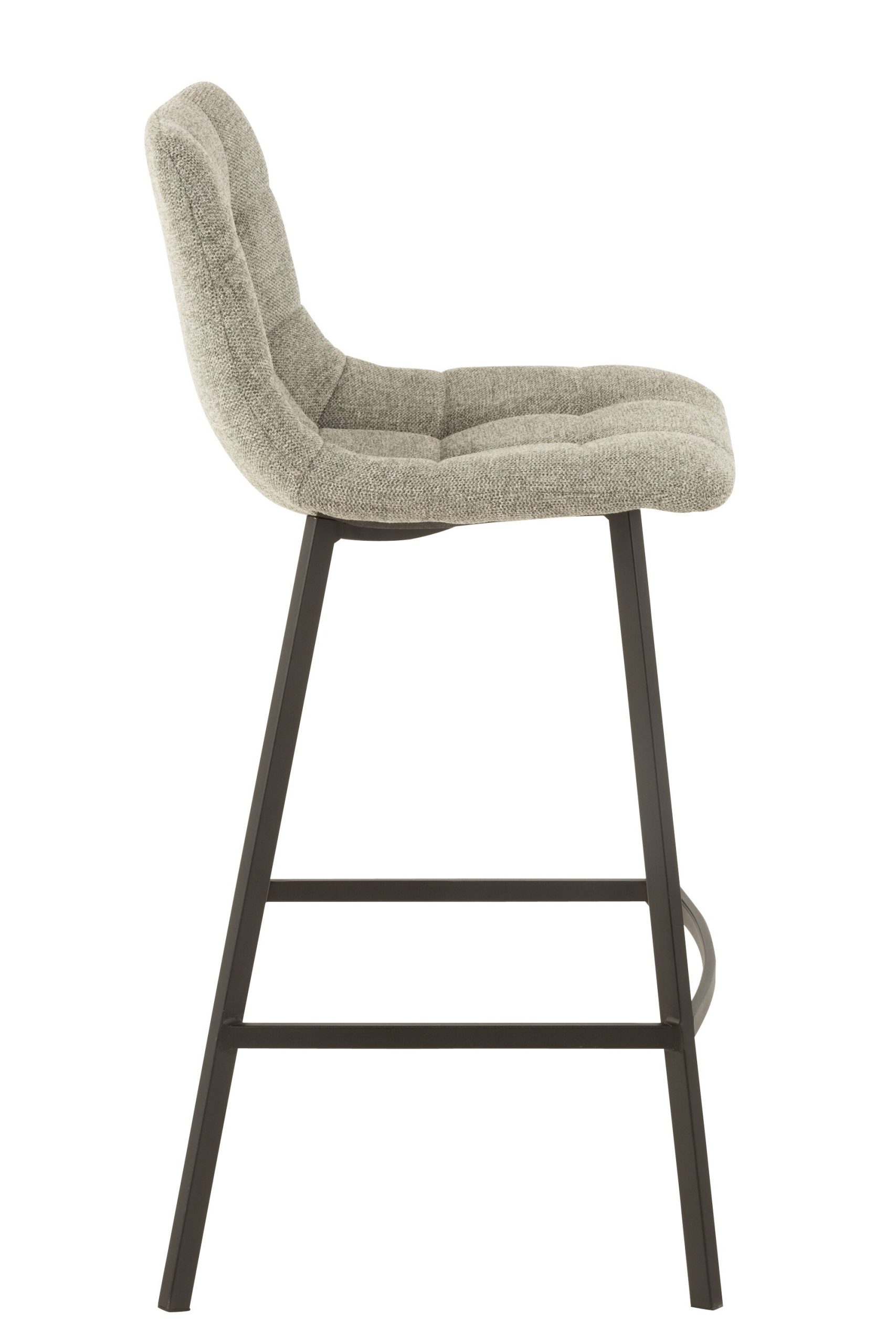 J-Line barstoel Stephane - textiel/metaal - grijs - 2 stuks