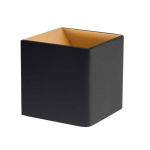 Highlight wandlamp Stretto – 1 lichts – 10 x 10 cm – zwart – goud