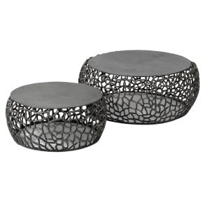 Giga Meubel Salontafel Maze – Zwart Metaal – Set van 2