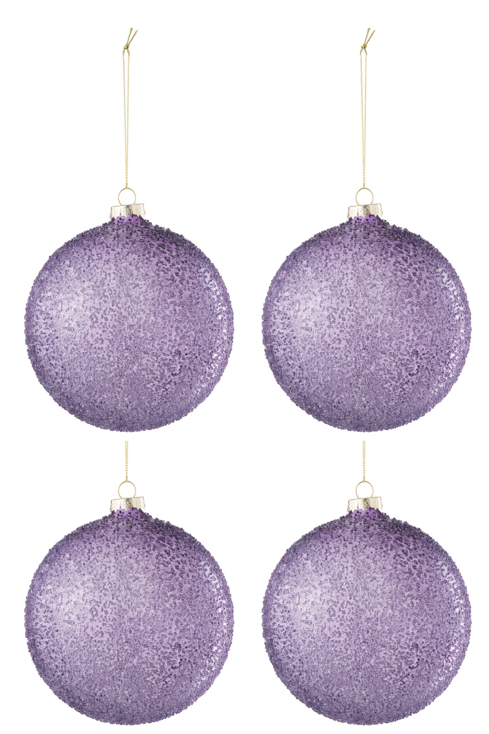 J-Line kerstbal Parels - glas - paars - large - doos van 4 stuks