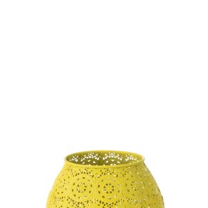 J-Line theelichthouder Cylinder – metaal/glas – geel – large