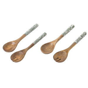 J-Line slabestek – hout – groen/wit – set van 2 J-Line slabestek – hout – groen/wit – set van 2