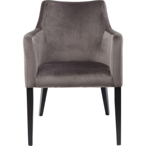 Kare Design Stoel met armleuningen Mode fluweel grijs zwarte voeten