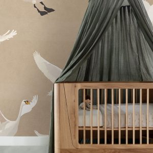 ESTAhome fotobehang zwanen donker beige en wit – 300 x 279 cm – 159419 ESTAhome fotobehang zwanen donker beige en wit – 300 x 279 cm – 159419