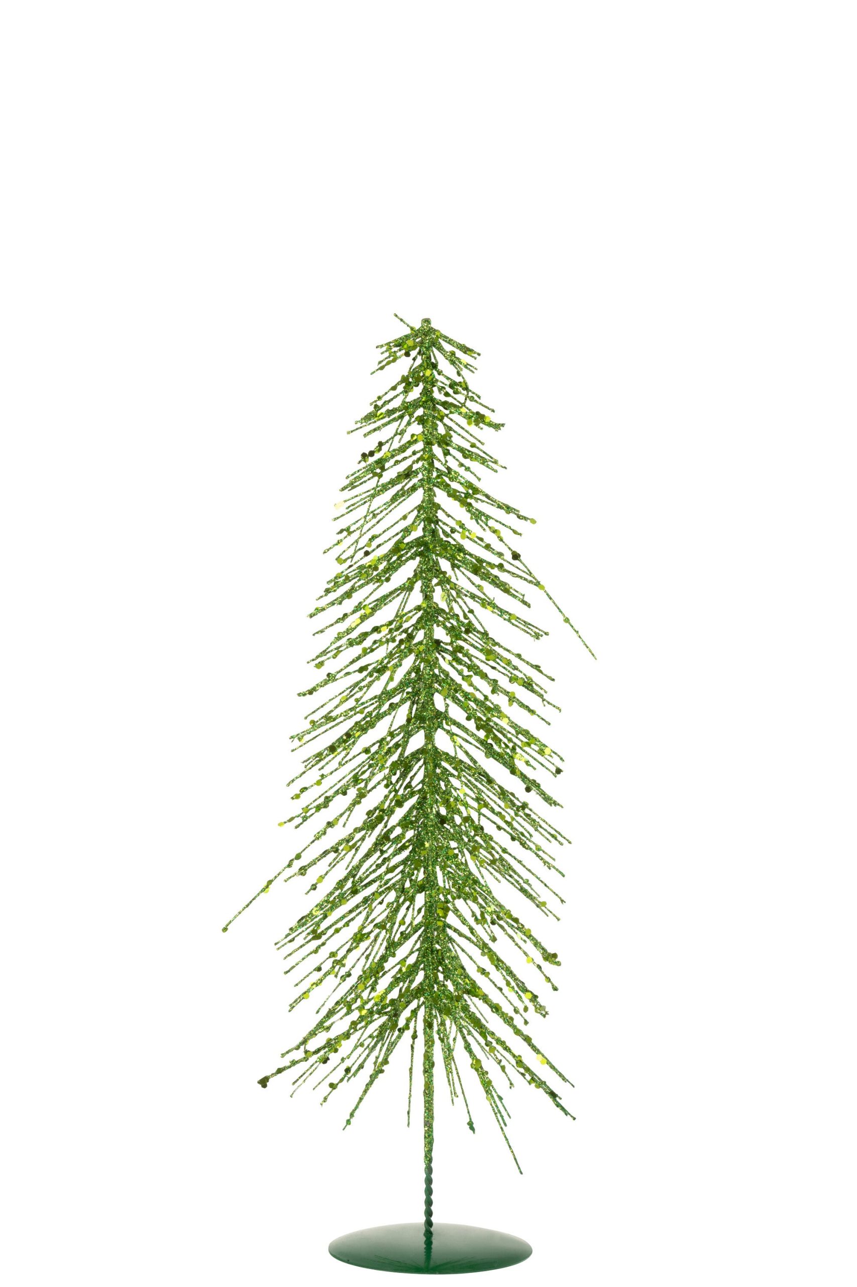 J-Line decoratie Kerstboom Glitter - kunststof - groen - medium