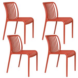 Housecraft Living Mante Tuinstoelen Kunststof Terra/ Rood – Set van 4