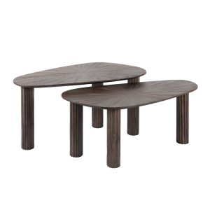 Giga Meubel Salontafel Maya – Donkerbruin Hout – Set van 2 – 84x39x43c