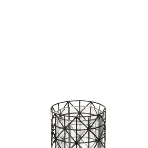 J-Line theelichthouder Patroon Glitter – metaal – zwart