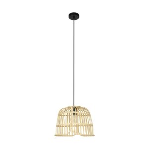 EGLO hanglamp Glyneath – e27 – ø 37,5 cm – zwart/hout EGLO hanglamp Glyneath – e27 – ø 37,5 cm – zwart/hout